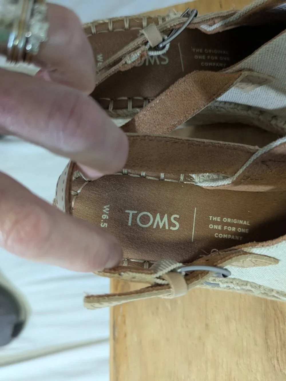 TOMS Monica Espadrille Wedge Sandal Beige Size 6.5